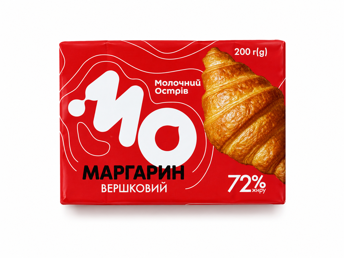 Маргарин "Вершковий" 72% пачка 200г/12шт ТМ Молочний острів